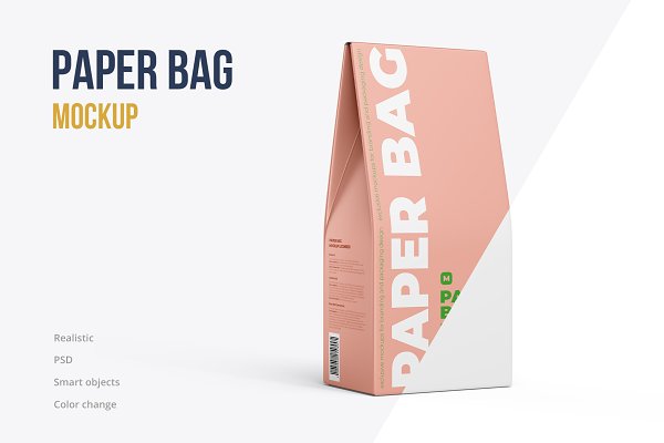 Download Paper Bag Mockup. Half Side view