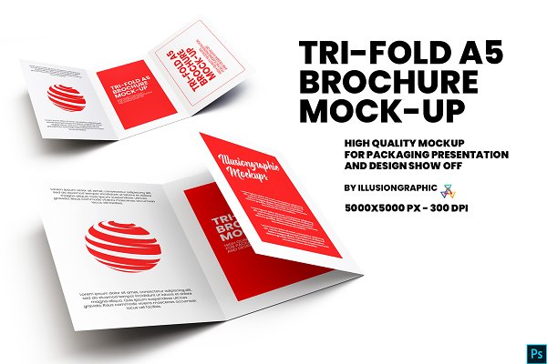 Download Tri-Fold A5 Brochure Mock-up