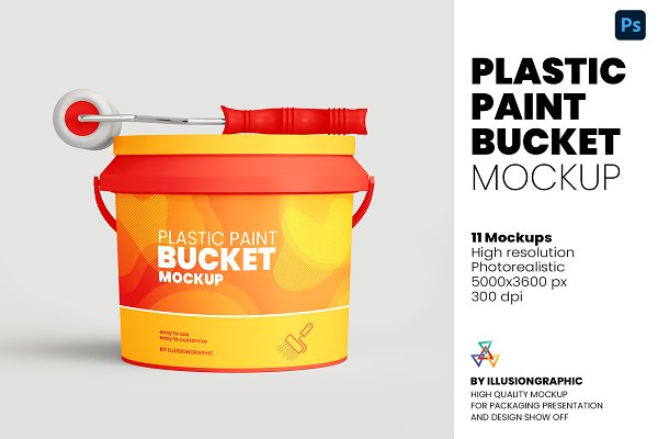 Download Plastic Paint Bucket Mockup