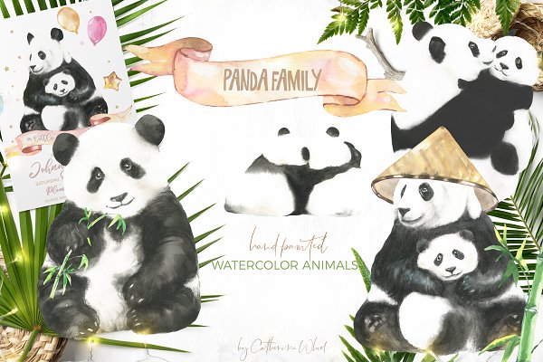 Download Watercolor Panda Family