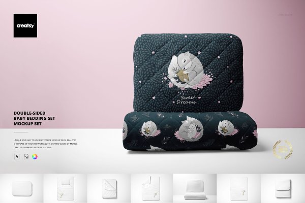 Download Double-sided Baby Bedding Set Mockup