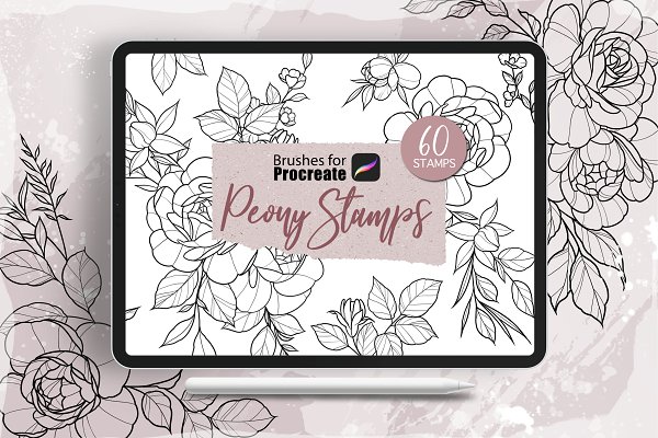 Download Procreate - Peony Tattoo Stamps