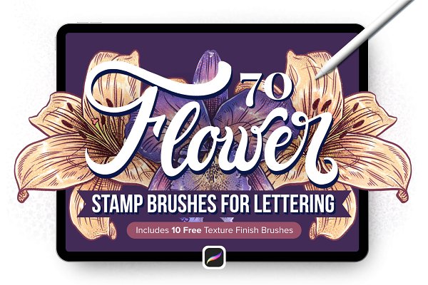Download 70 Flower Stamp Procreate Brushes