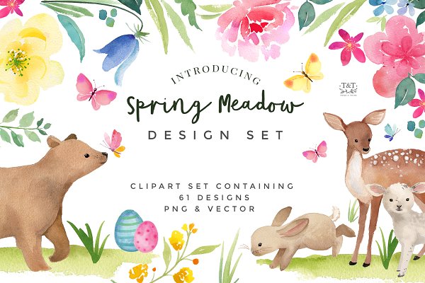 Download Spring Flower and Animal graphic set