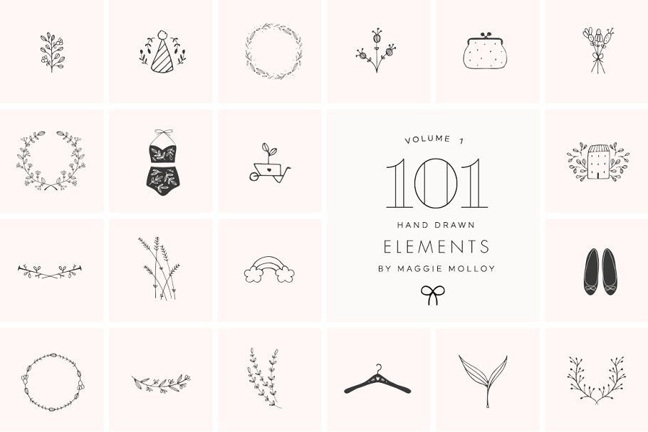 Download 101 Hand Drawn Logo Elements EPS PSD