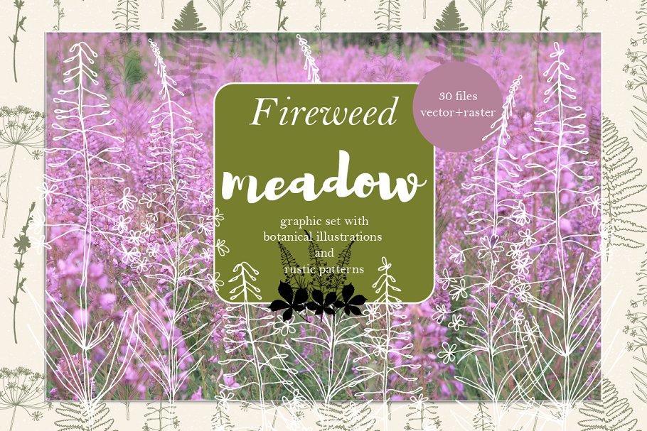 Download Meadow plants and flowers/pattern