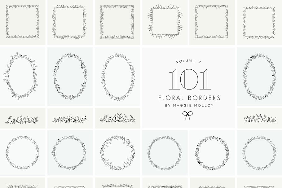 Download 101 Handdrawn Floral Borders EPS PSD