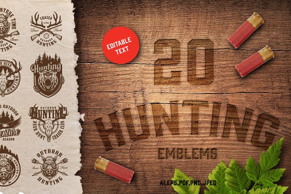 Download Vintage Hunting Emblems Set