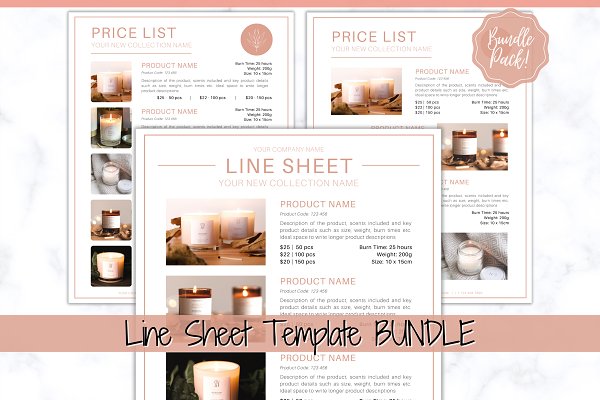Download Line Sheet Template Wholesale BUNDLE