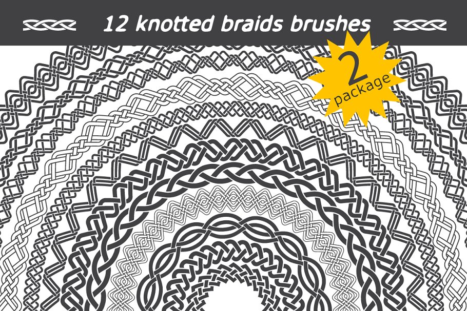 Download 12 knotted braids brushes. Package 2