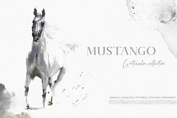 Download "Mustango" Watercolor Wild Animals