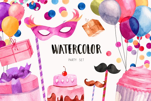 Download Watercolor party set