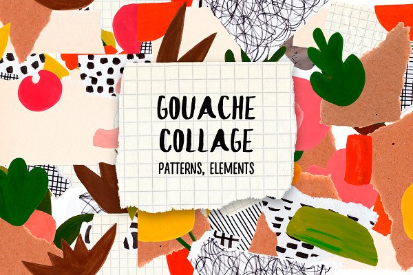 Download Gouache and Paper Collage! Patterns.