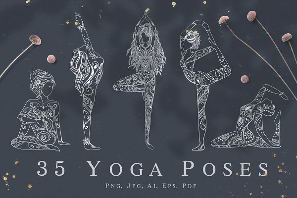 Download 35 Yoga Poses. Big Set
