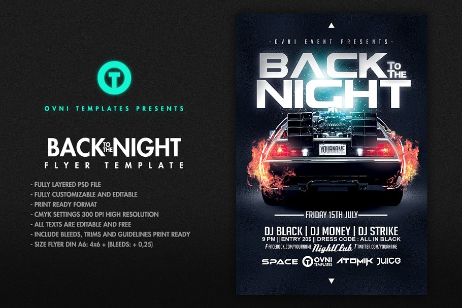 Download BACK TO THE NIGHT Flyer Template