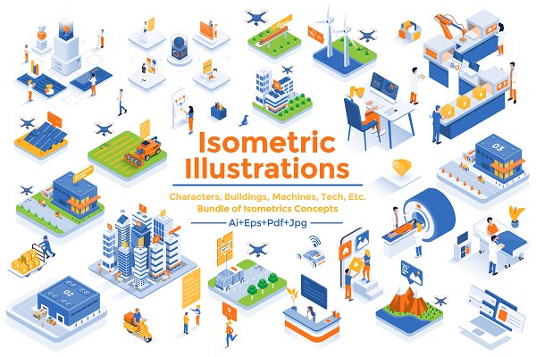 Download Flat design isometric illustrations