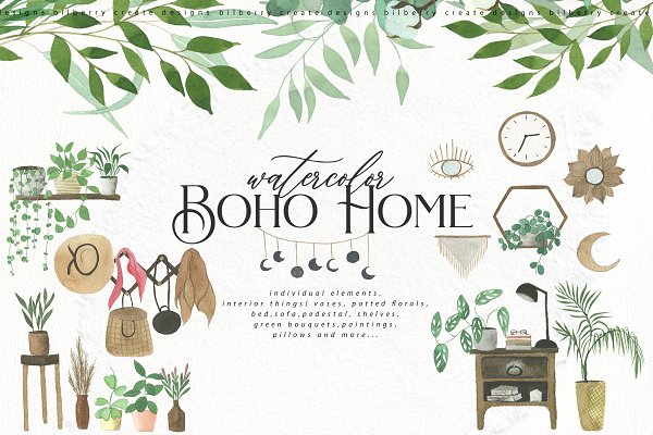 Download Watercolor Boho Home