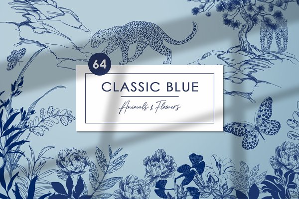 Download Classic blue. Animals and flowers.