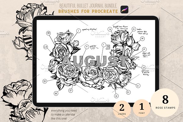 Download Procreate Tattoo Rose Stamps Floral
