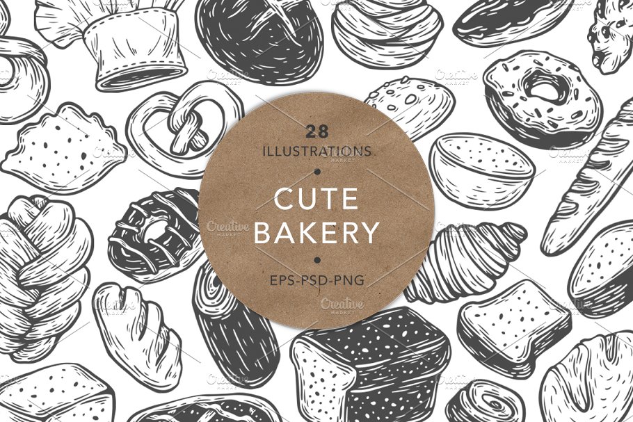 Download Cute Bakery. Vector Illustrations