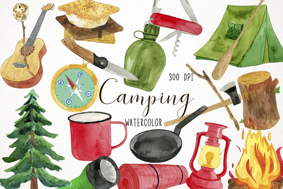Download Watercolor Camping Clipart