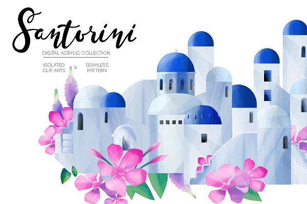 Download Santorini - digitally painted houses