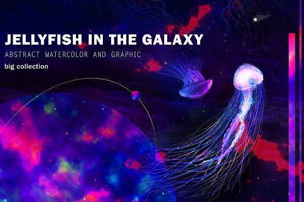 Download Jellyfish in the Galaxy Abstract set