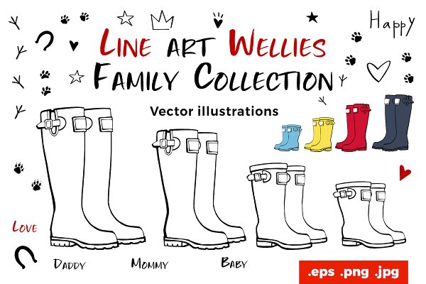 Download Line Art Wellies. Simple & Outline