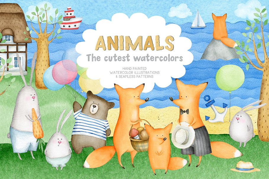 Download Animals. Cutest Watercolors