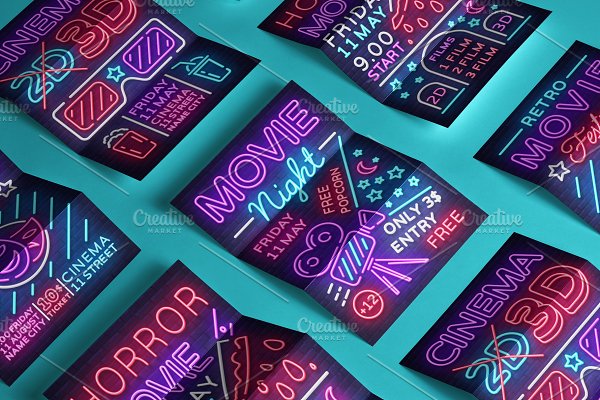 Download Movie Night Neon Posters