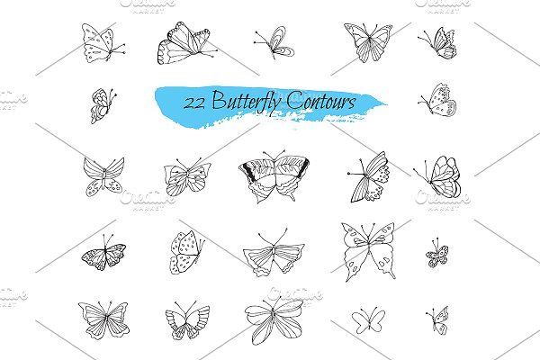 Download №240 Collection sketches Butterflies
