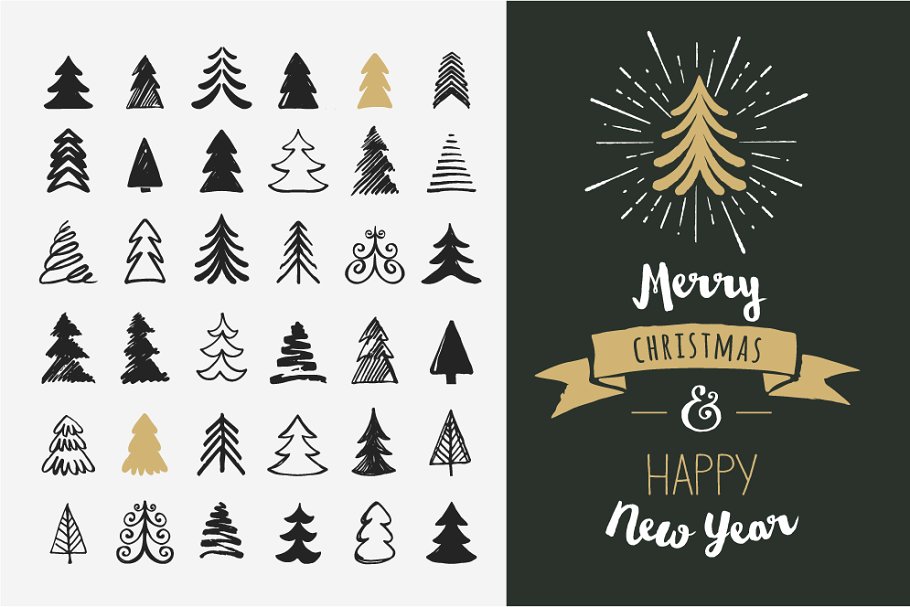 Download Hand drawn Christmas Tree elements