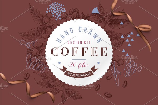 Download Hand drawn coffee design kit