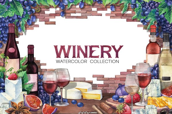 Download Watercolor Wine collection