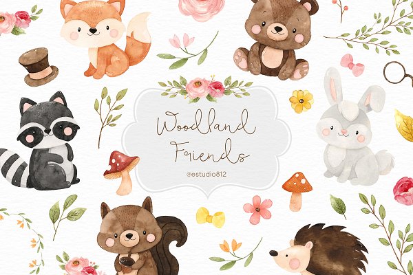 Download Watercolor Woodland Friends