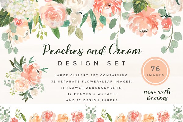 Download Peaches & Cream Flower Graphic Set