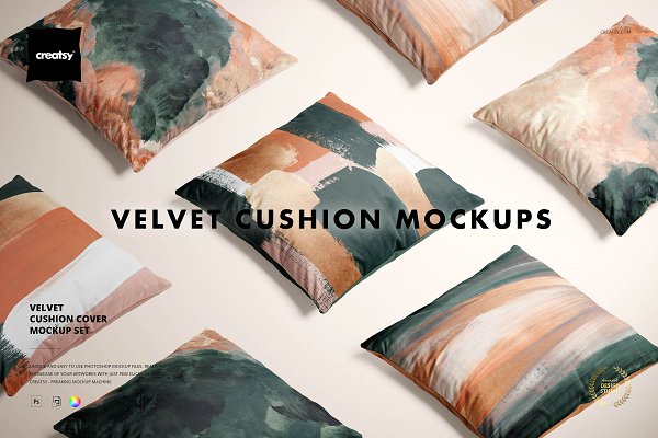 Download Velvet Cushion Cover Mockup Set