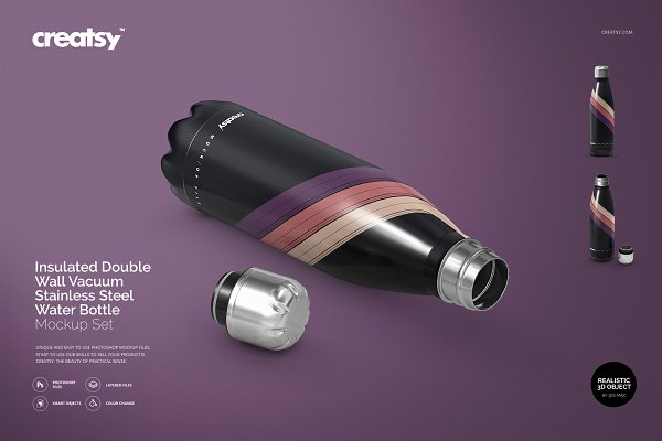 Download Insulated Vacuum Bottle Mockup Set