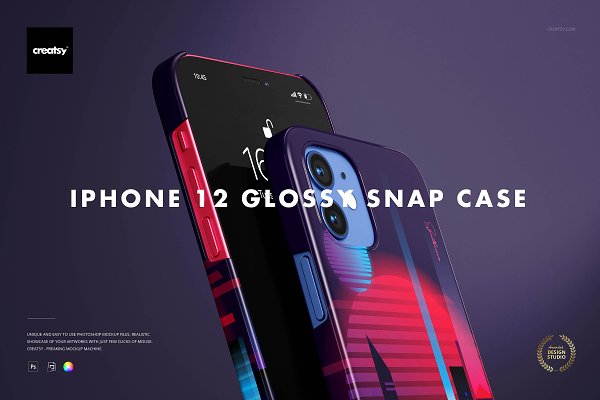 Download iPhone 12 Glossy Snap Case 1 Mockup