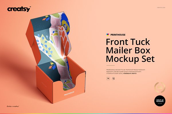 Download Front Tuck Mailer Box Mockup Set 01