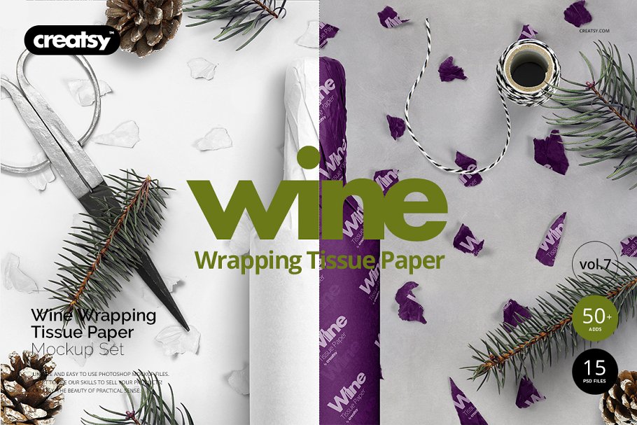 Download Wrapping Paper Wine Bottle Mockup