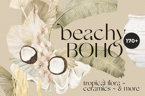 Download BEACHY BOHO tropical floral set