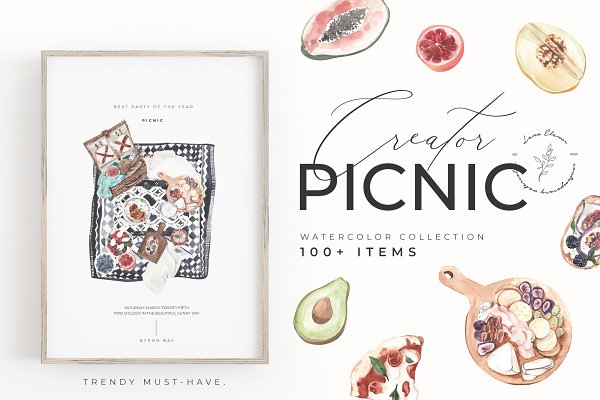 Download PICNIC CREATOR watercolor food set