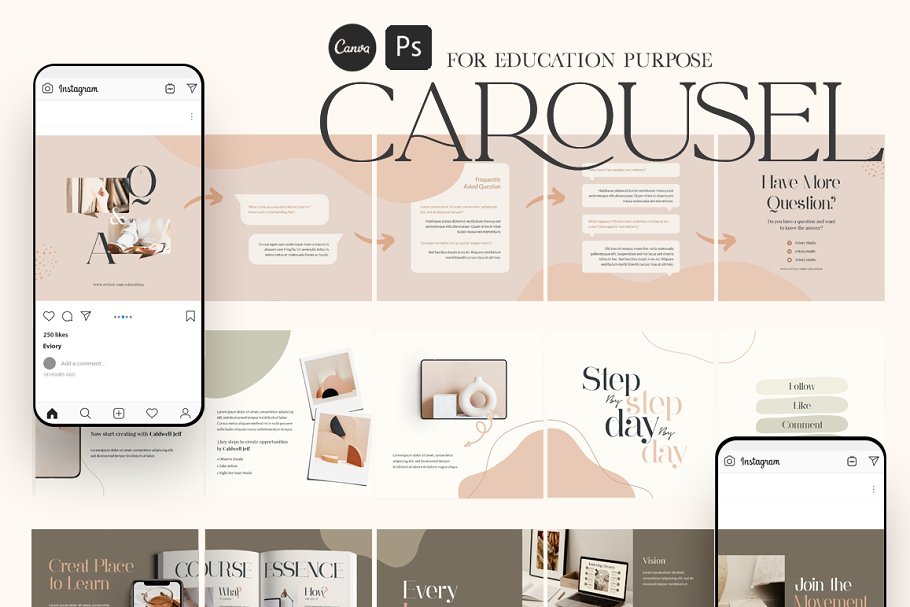 Download eCourse Carousel Instagram CANVA PS