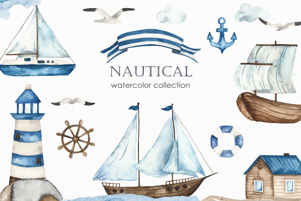 Download Nautical watercolor collection