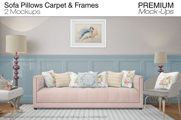 Download Sofa Pillows Carpet & Frames Set