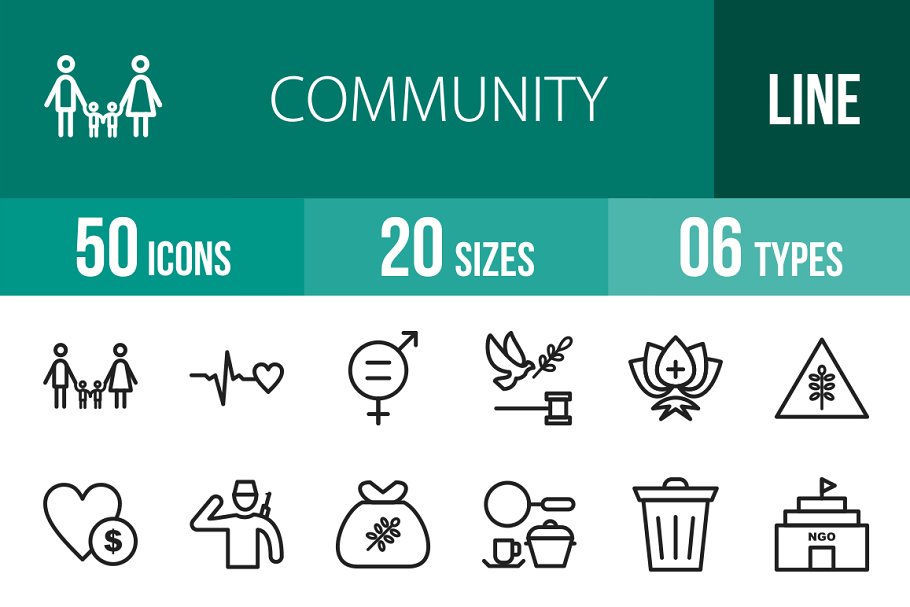 Download 50 Community Line Icons