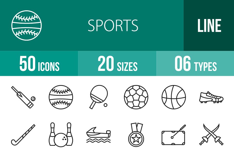 Download 50 Sports Line Icons