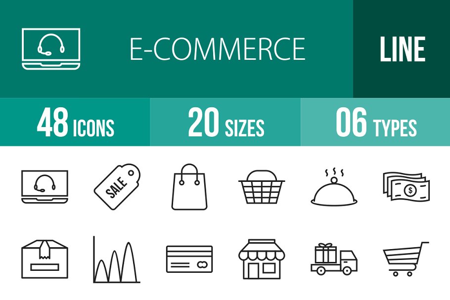 Download 48 Ecommerce Line Icons
