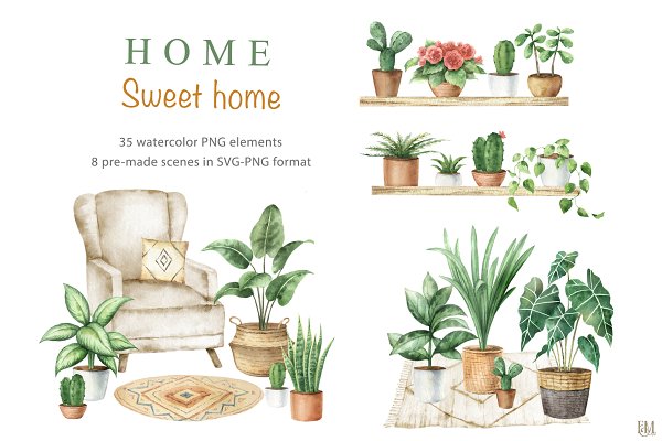 Download Home Sweet Home. Watercolor Part 2.